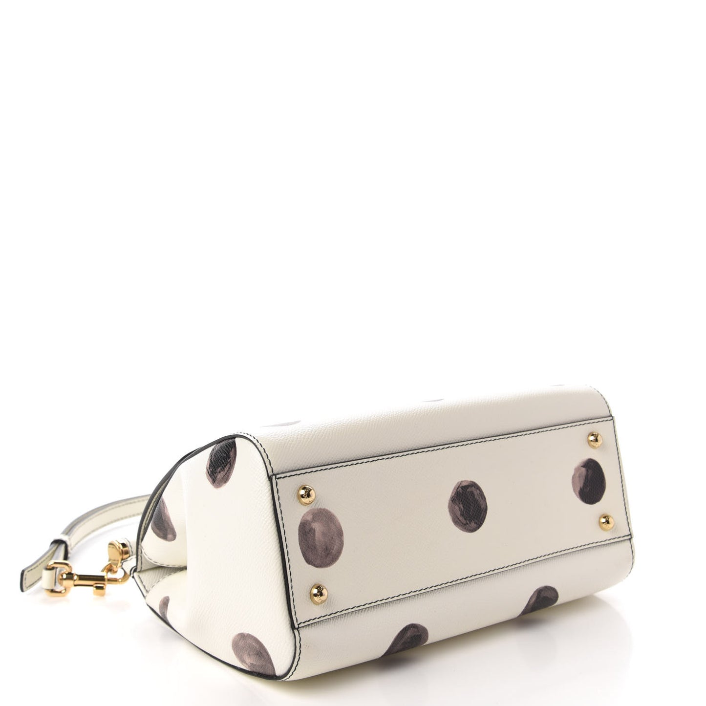 Vitello Polka Dot Medium Miss Sicily Satchel White