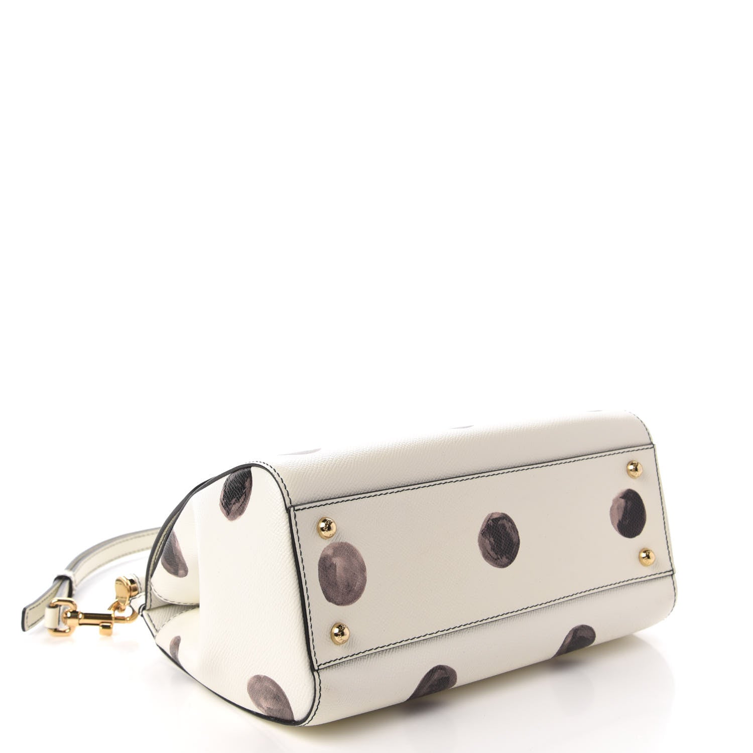 Dolce & Gabbana Vitello Polka Dot Medium Miss Sicily Satchel White 4 of 9