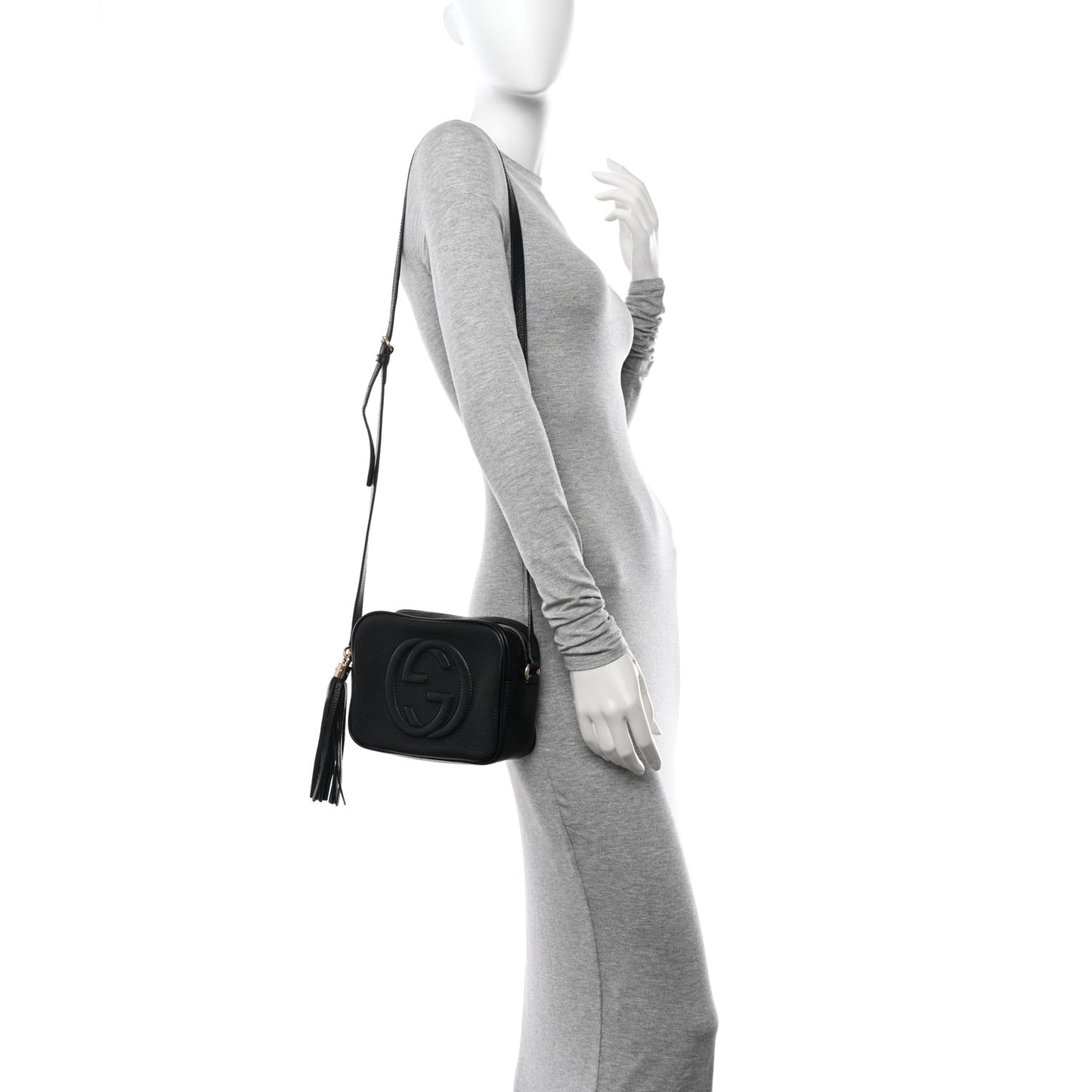 Pebbled Calfskin Small Soho Disco Bag Black
