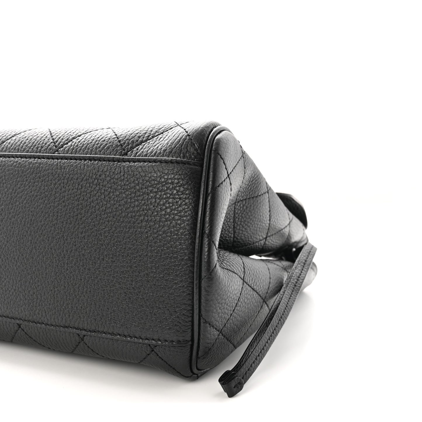 Grained Calfskin Stitched Urban Essentials Large Shopping Bag Black