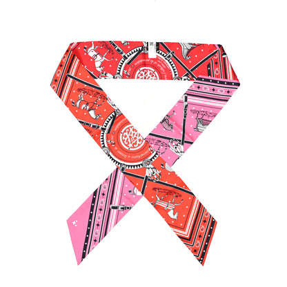 Hermes Silk Couvertures et Tenues de Jour Bandana Maxi Twilly Slim Rose Vif Rouge Vermillon 1 of 4