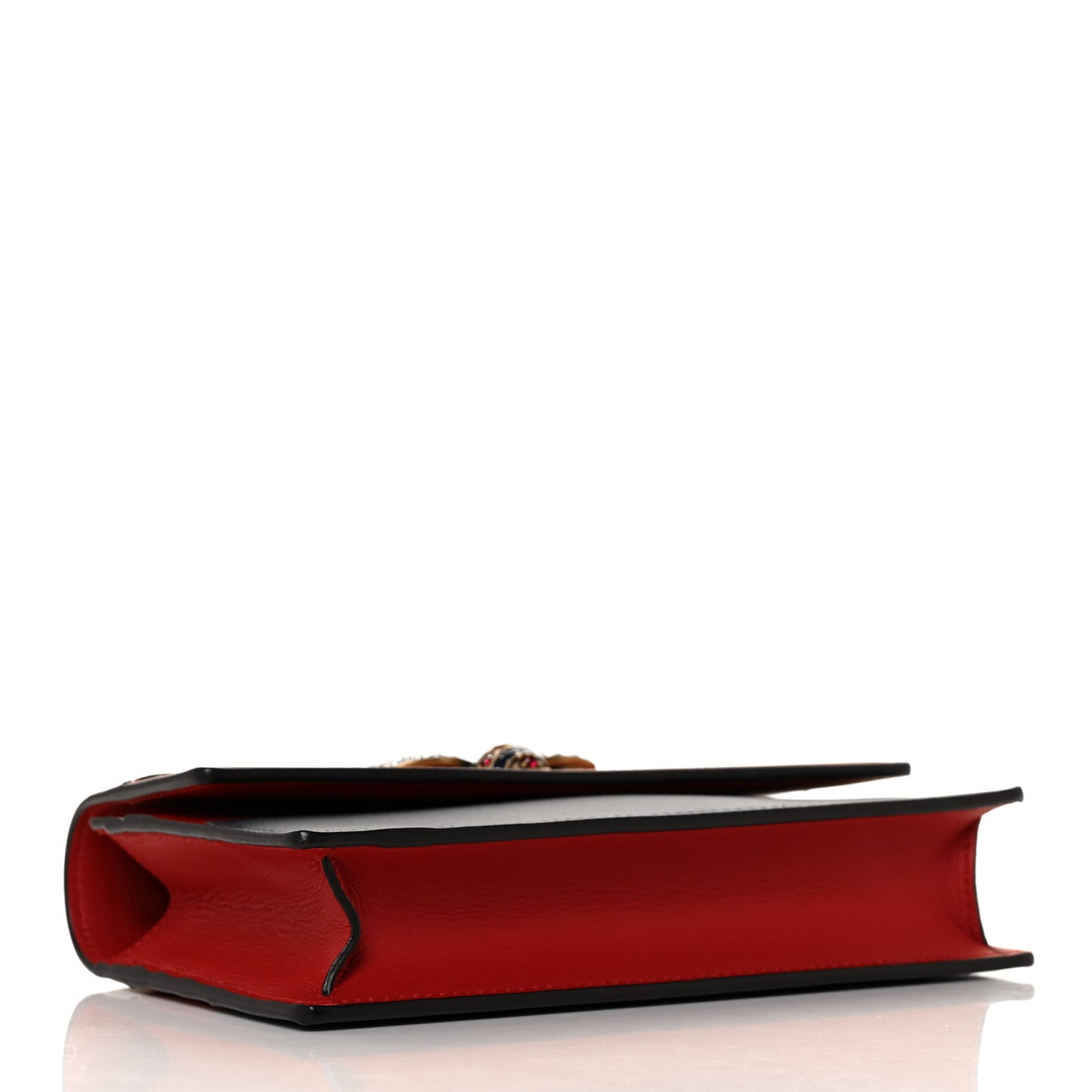 Calfskin Queen Margaret Chain Wallet Blue Agata Hibiscus Red Mystic White