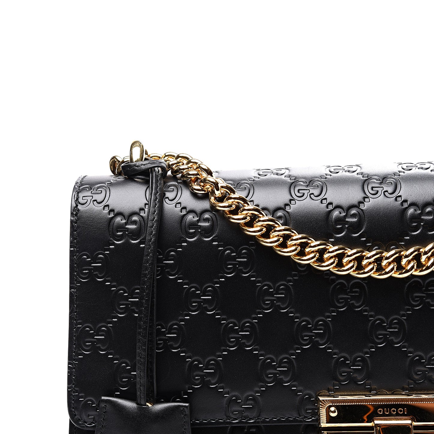 Guccissima Medium Padlock Shoulder Bag Black