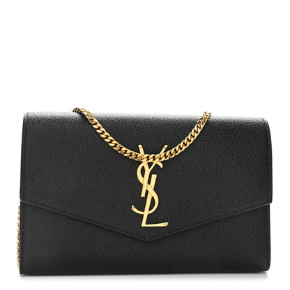 Saint Laurent Grain De Poudre Uptown Chain Wallet Black 1 of 10
