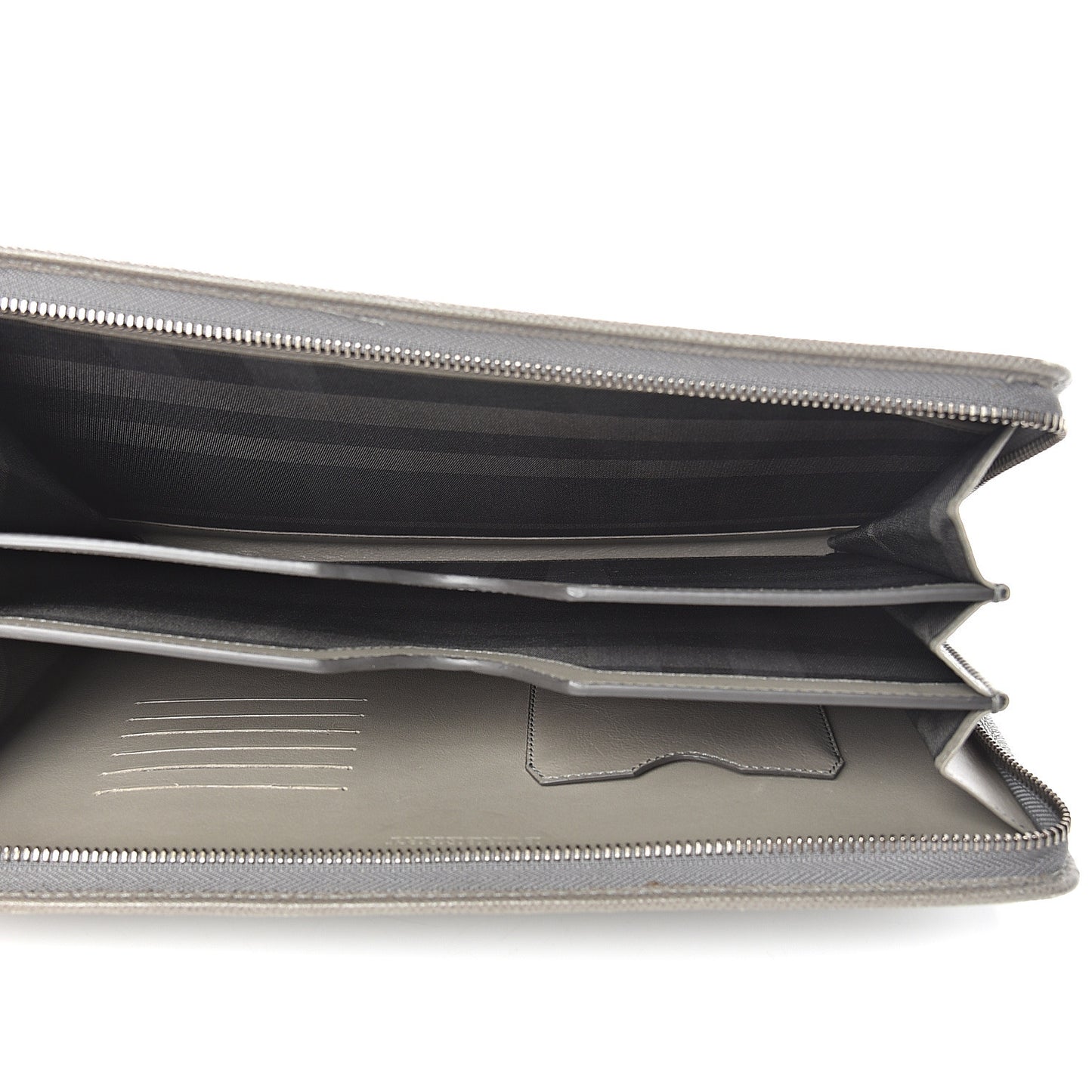 Grainy Calfskin Zip Around Organizer Grey