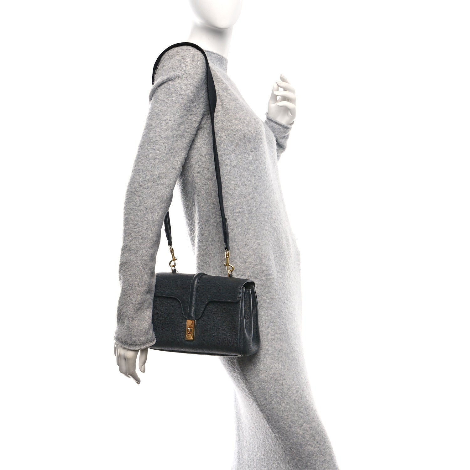 Celine Grained Calfskin Teen Soft 16 Shoulder Bag Black 2 of 9