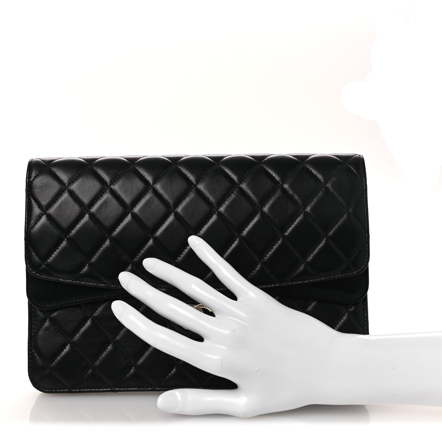 Chanel Lambskin Quilted Flap Clutch Black 2 of 14