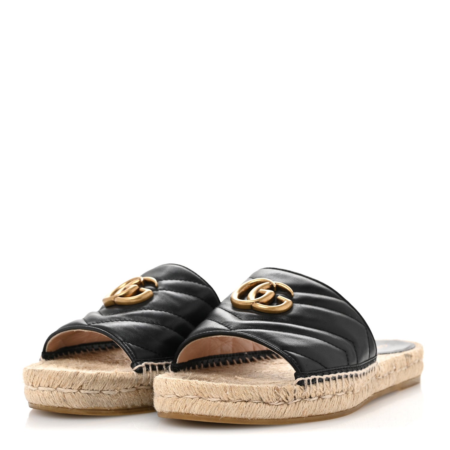 Gucci Nappa Matelasse GG Marmont Espadrille Slide Sandals 40 Black 4 of 12