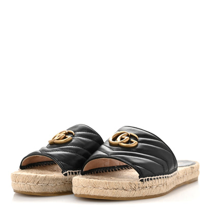 Gucci Nappa Matelasse GG Marmont Espadrille Slide Sandals 40 Black 4 of 12