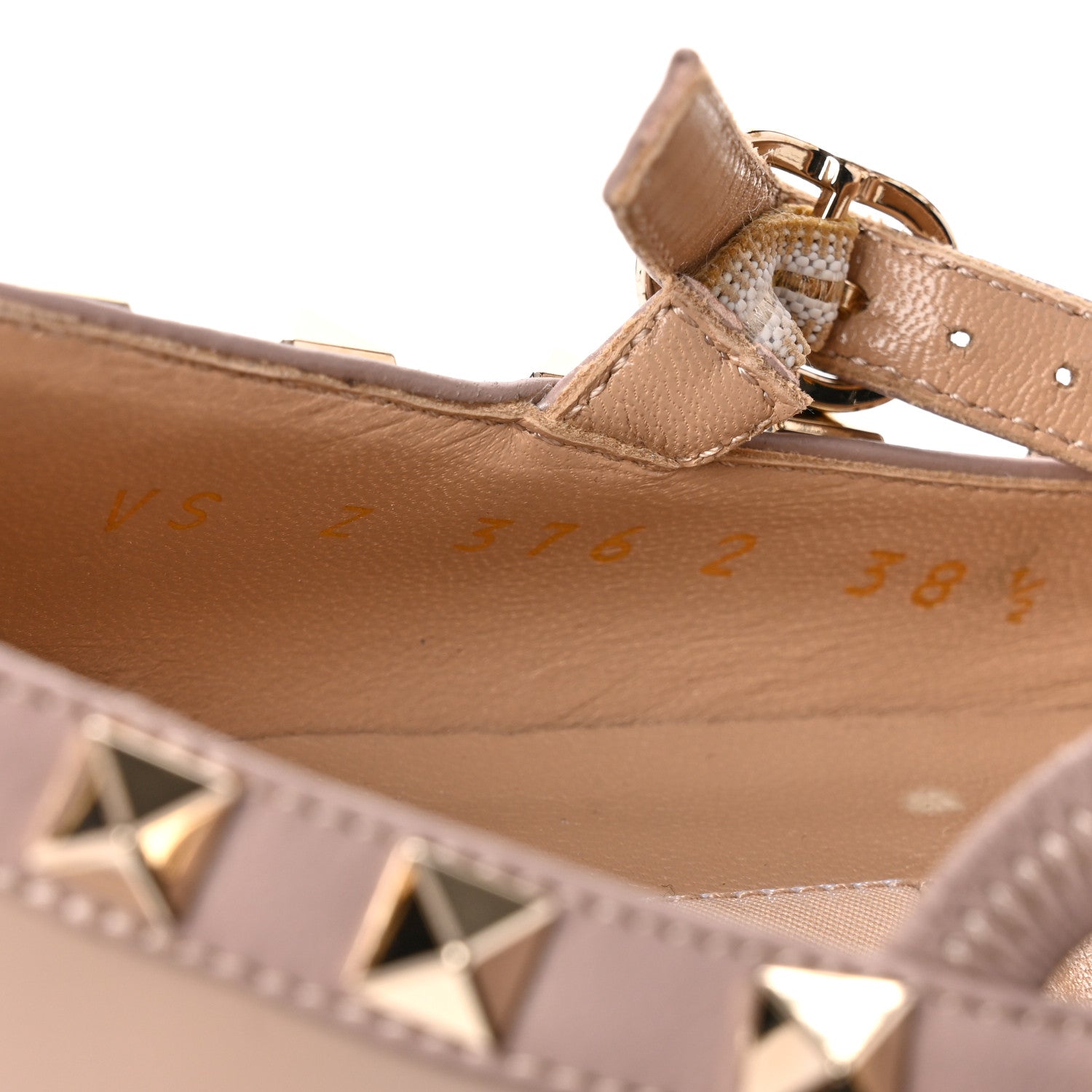 Valentino Garavani Patent Rockstud Cage Ballerina Flats 38.5 Poudre 9 of 12