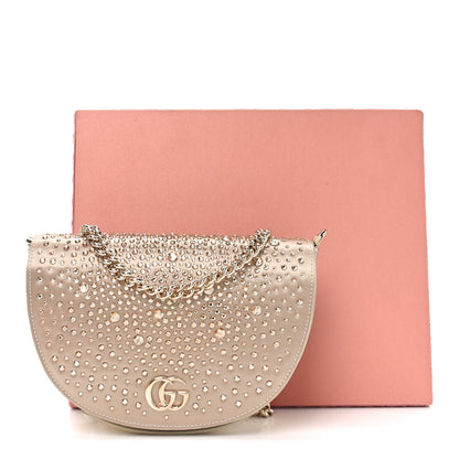 Gucci Satin Crystal Half Moon Chain Shoulder Bag Beige 11 of 11