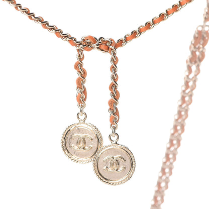 Chanel Metal Lambskin CC Chain Link Necklace Gold Orange 4 of 6
