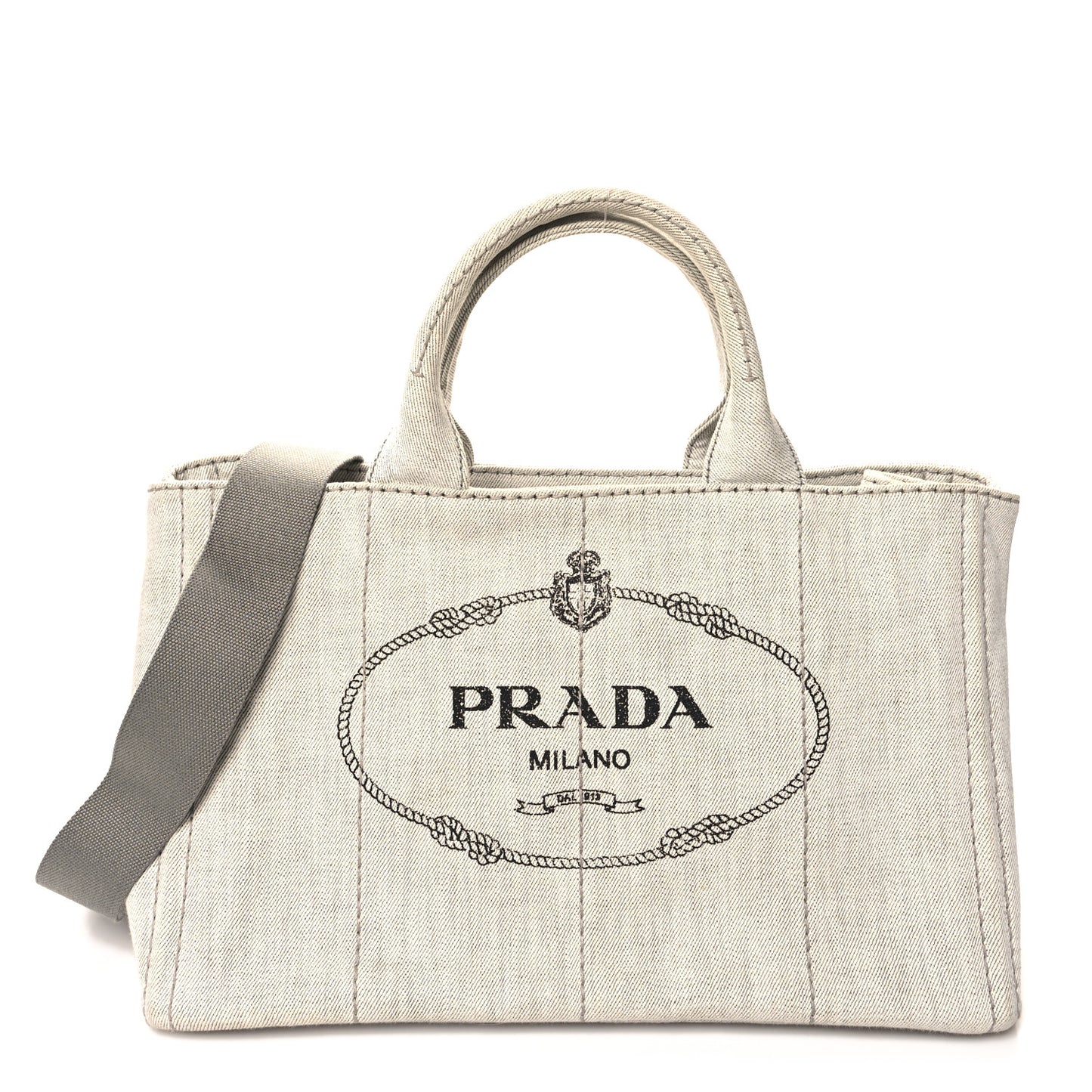 Denim Logo Tote White