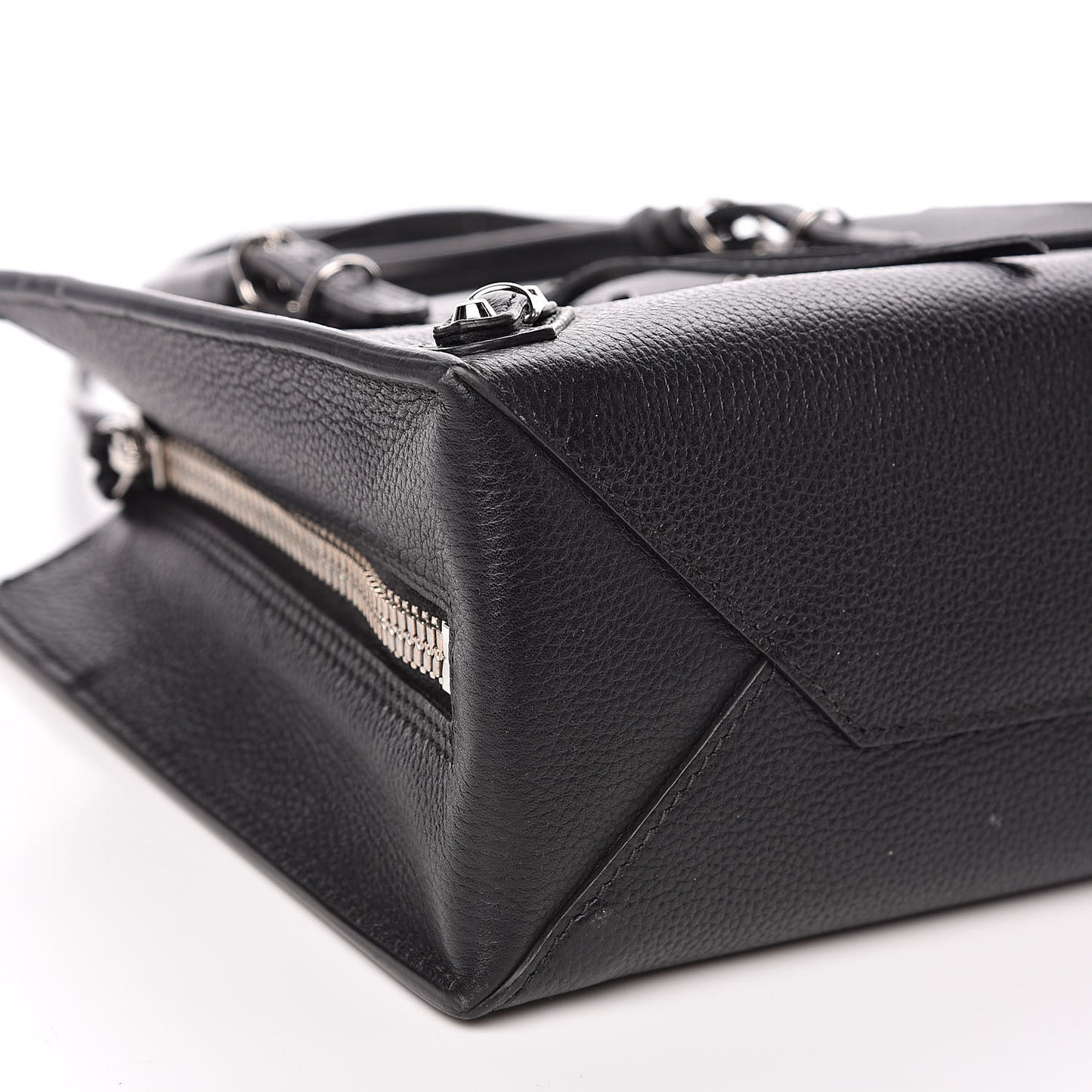 Grained Calfskin Papier Mini A4 Zip Around Tote Black