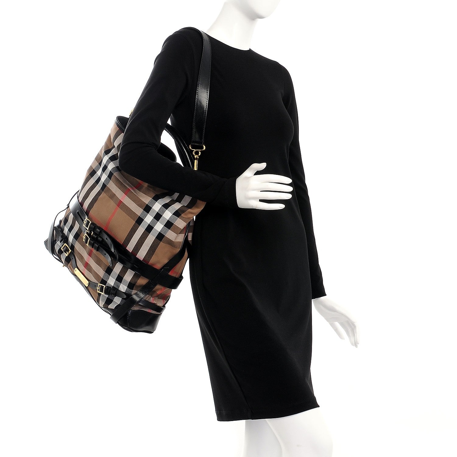 Burberry House Check Bridle Calfskin Medium Gosford Hobo Black 2 of 9