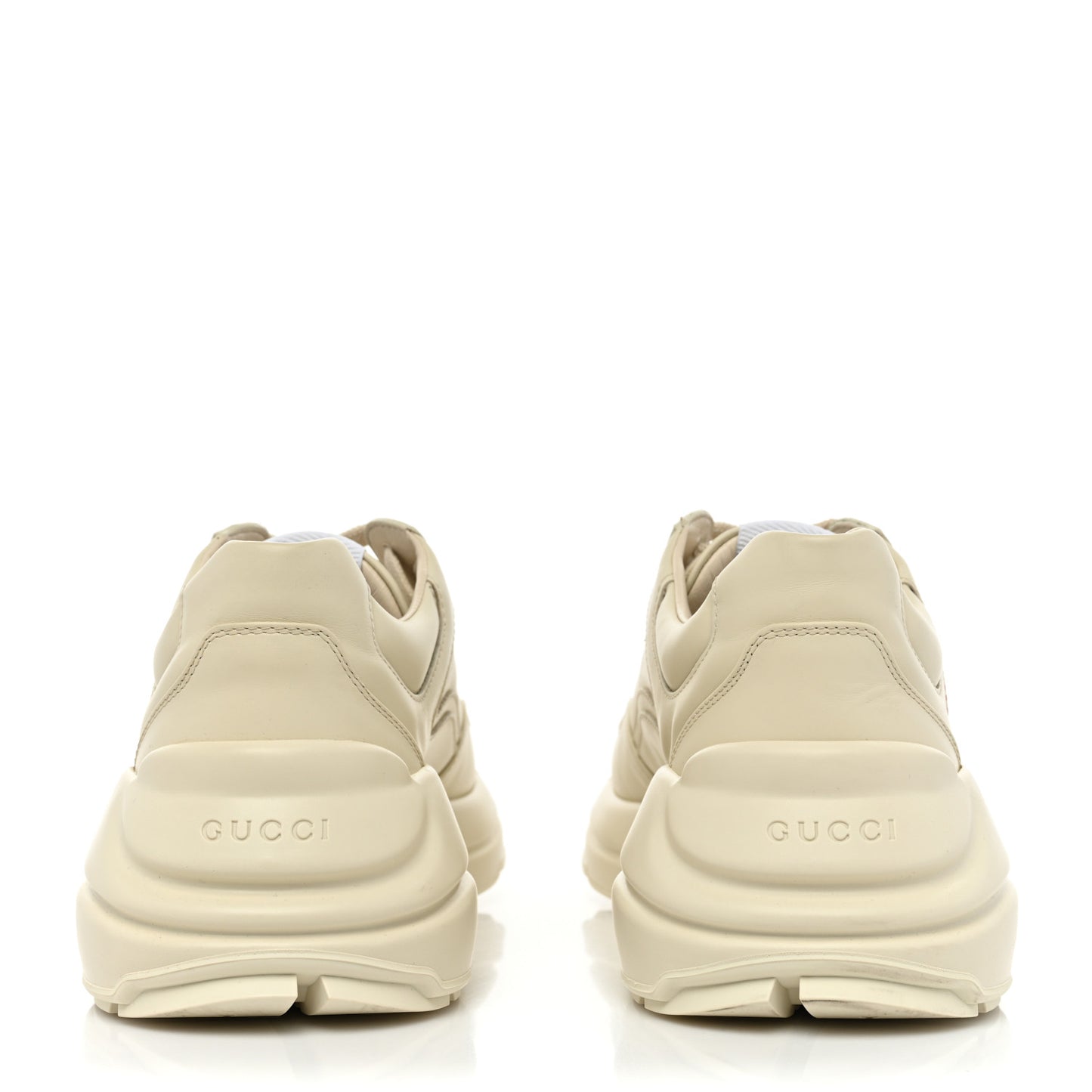 Calfskin Mens Gucci Disk Rhyton Sneakers 5 Ivory Red