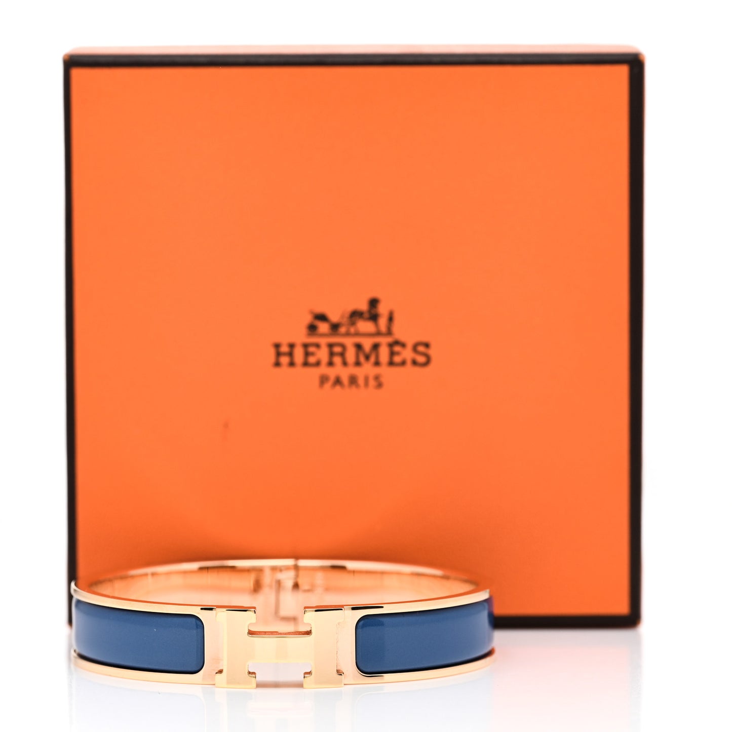 Enamel Narrow Clic Clac H Bracelet GM Bleu Biarritz