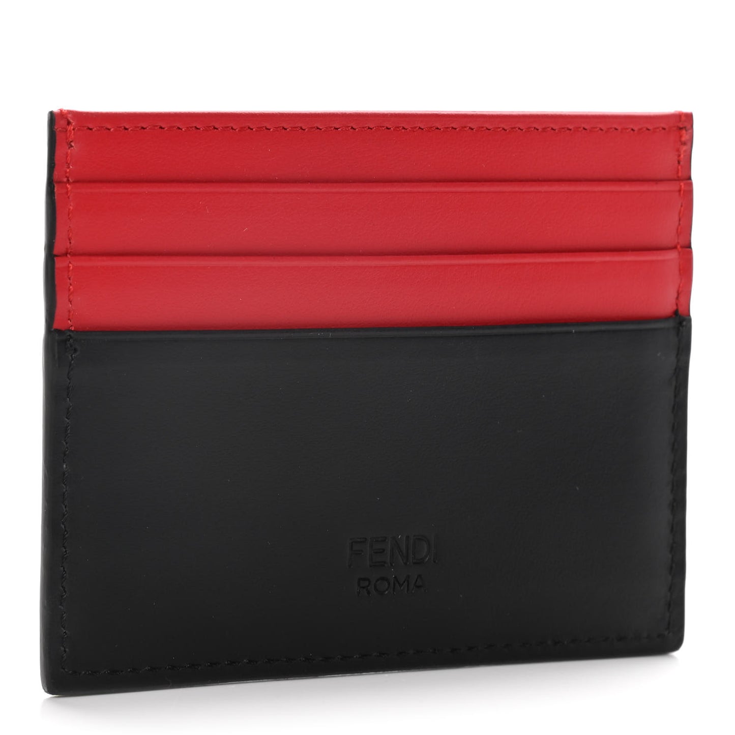 Vitello Century Monster Eyes Inlay Card Holder Black Giallo Rosso