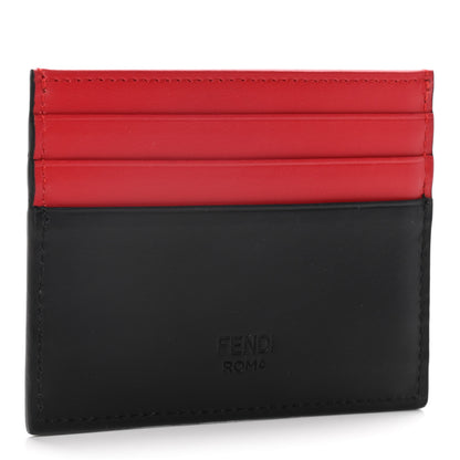 Fendi Vitello Century Monster Eyes Inlay Card Holder Black Giallo Rosso 3 of 9