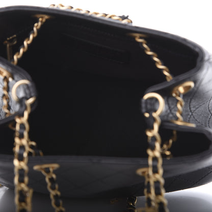Chanel Calfskin Stitched Small Egyptian Amulet Drawstring Bag Black 5 of 10
