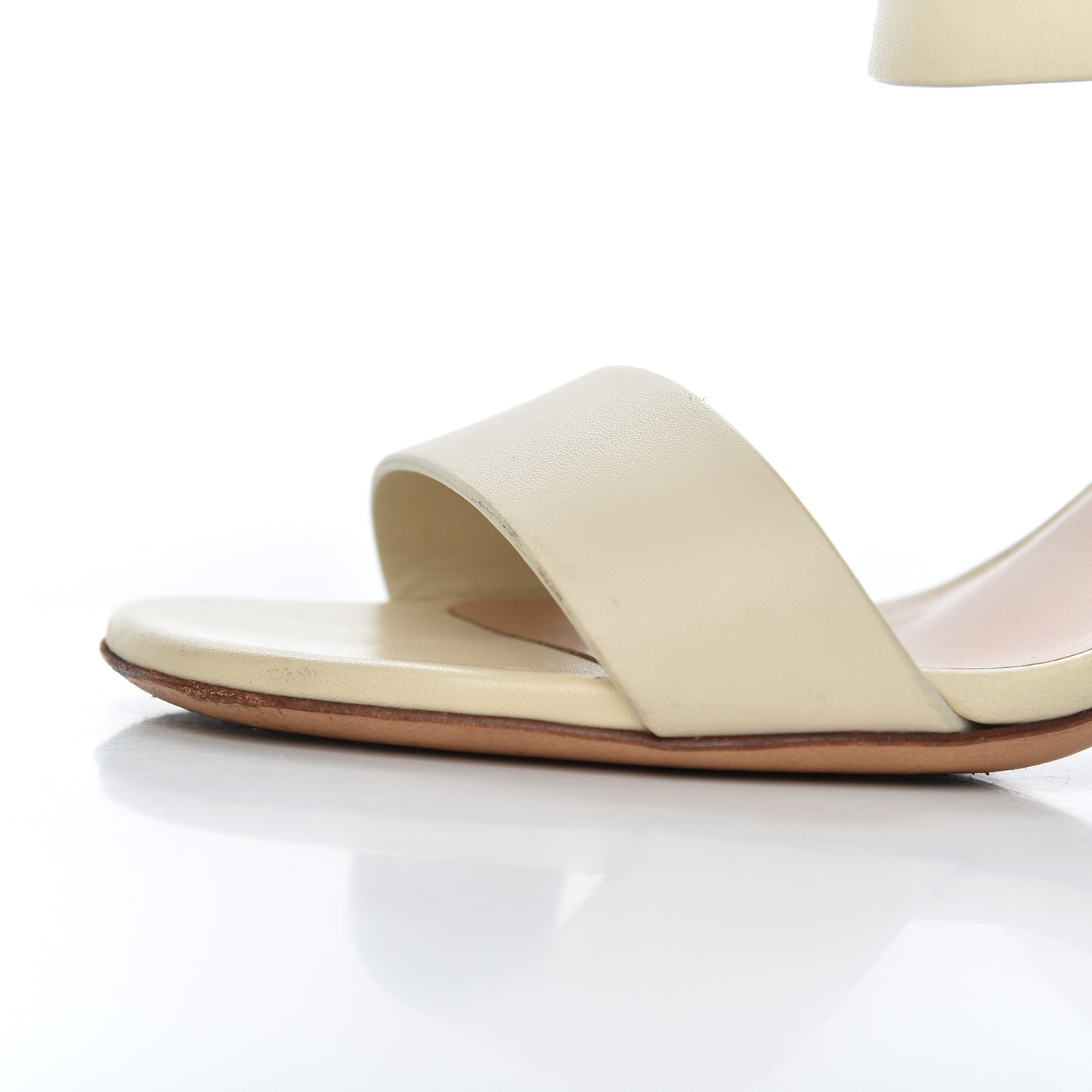 Calfskin Nappa Rockstud Spike 90mm Ankle Strap Sandals 36 Ivory