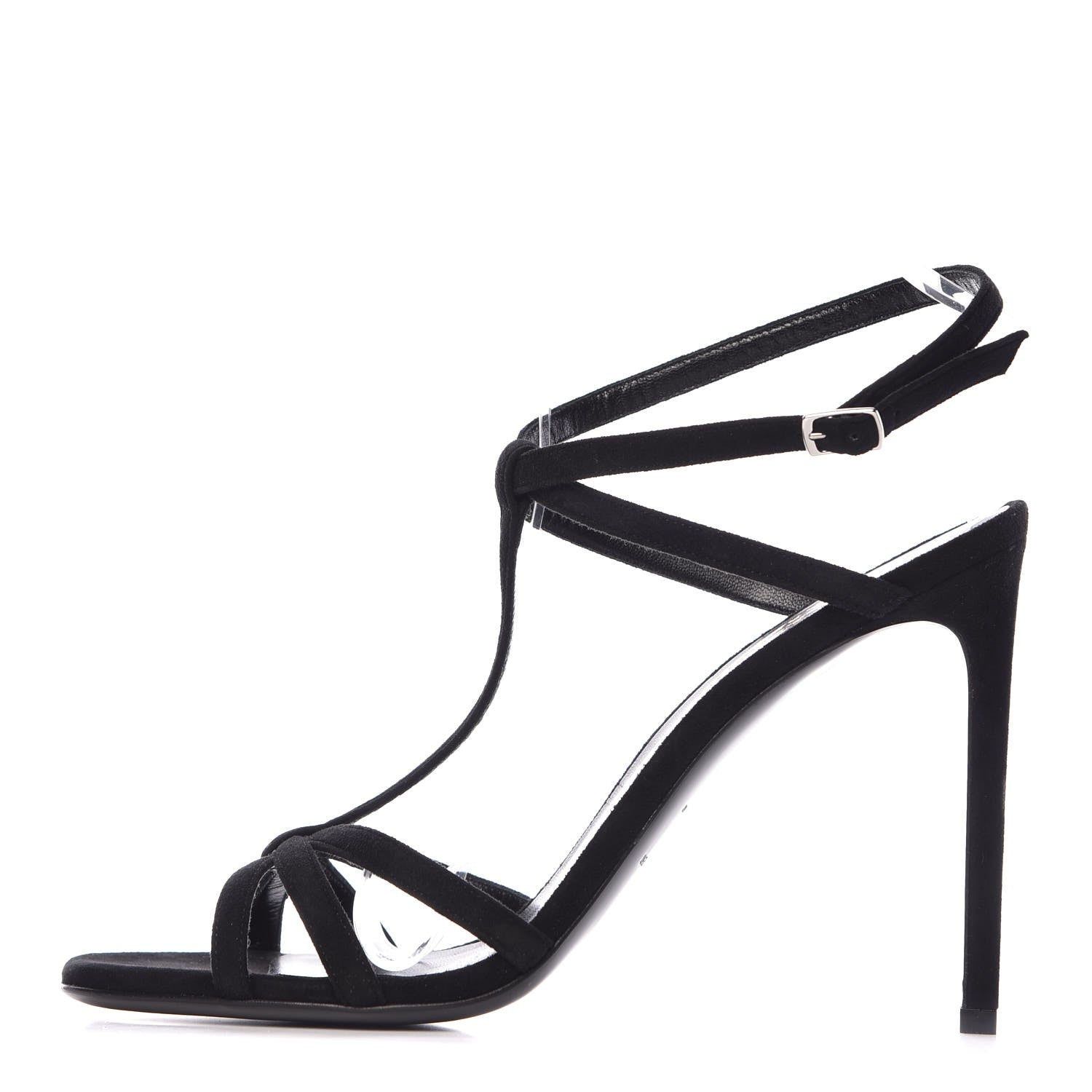 Saint Laurent Kid Scamosciato Jane 105 T Strap Sandals 39 Black 1 of 9
