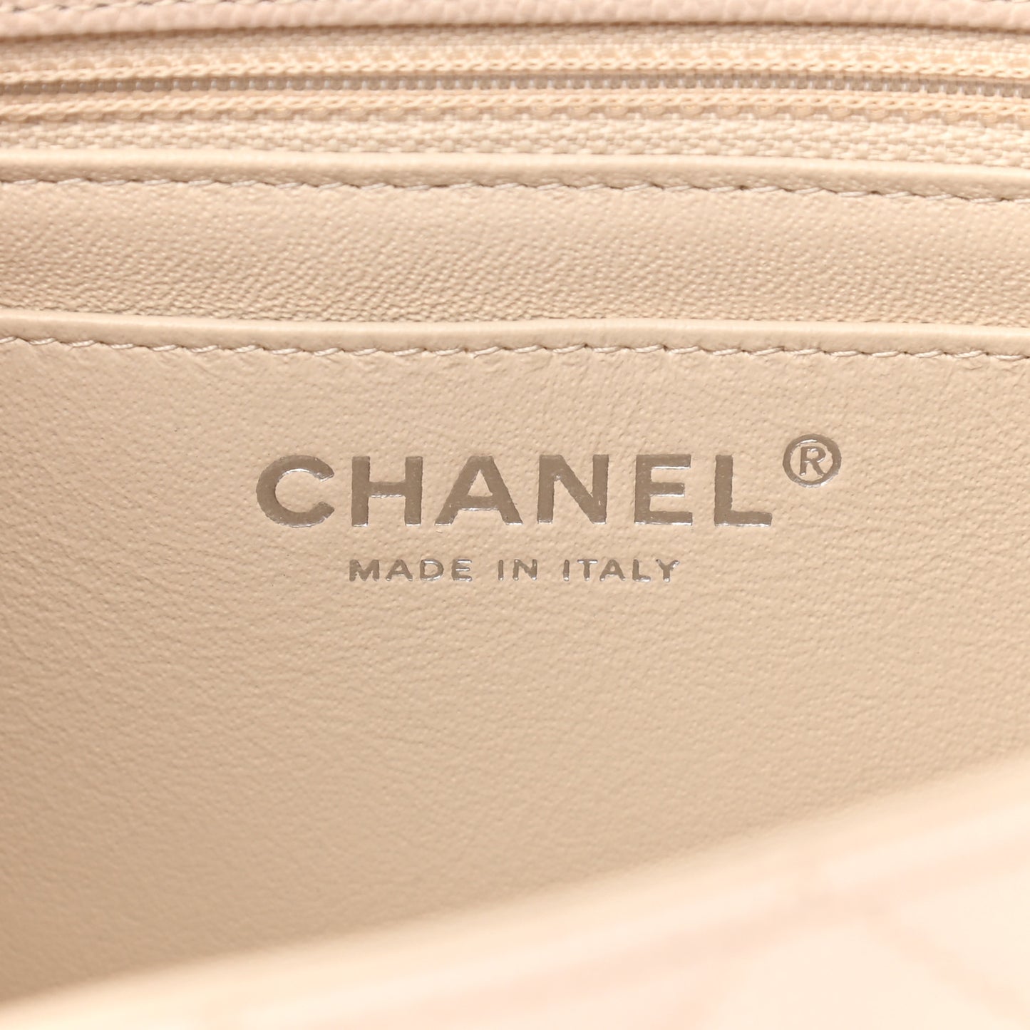 Caviar Quilted Mini Rectangular Flap Light Beige