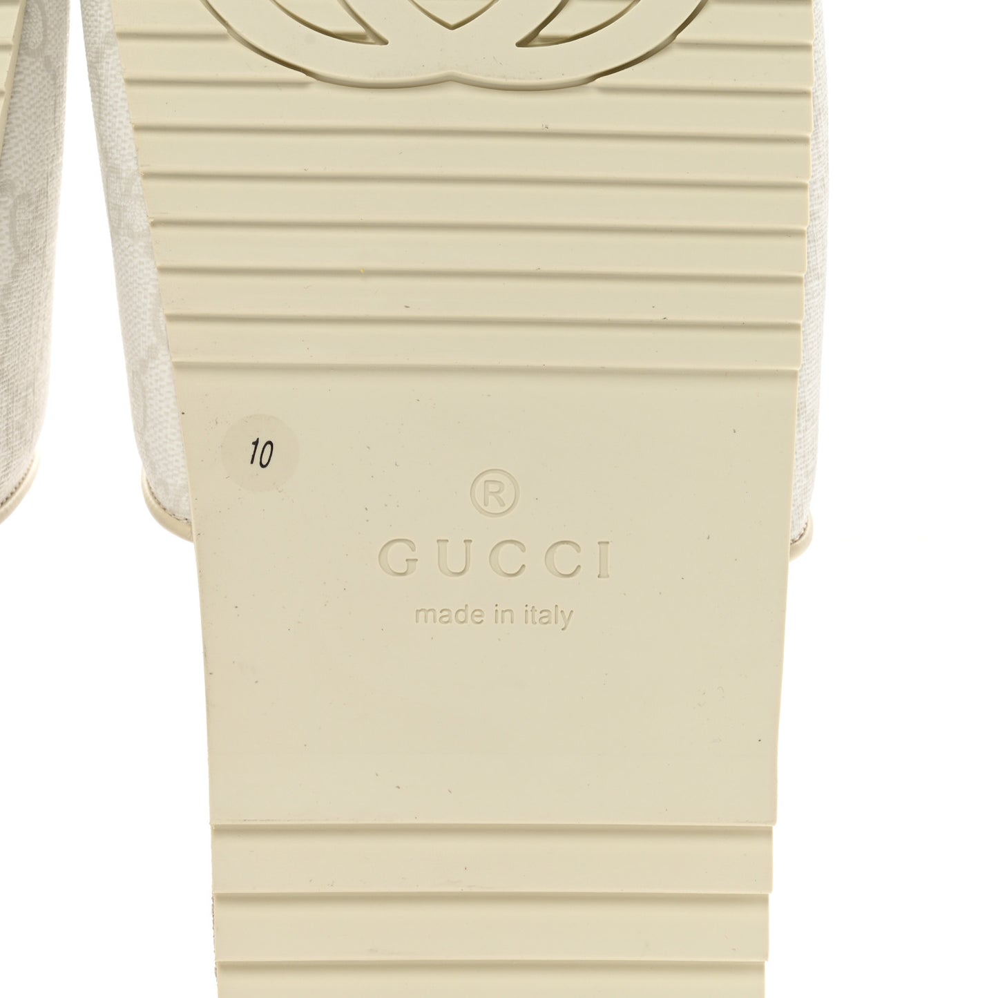 GG Supreme Monogram Demetra Mens Slide Sandals 10 White Mystic White