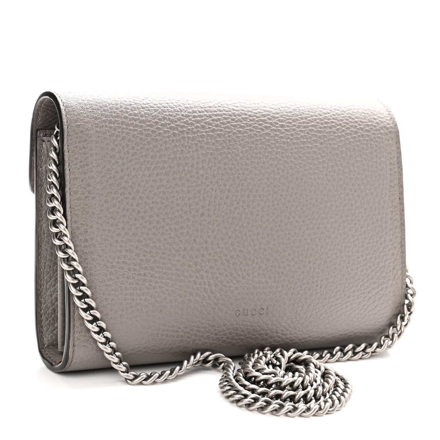 Dollar Calfskin Crystal Mini Dionysus Chain Wallet Dusty Grey Black Diamond