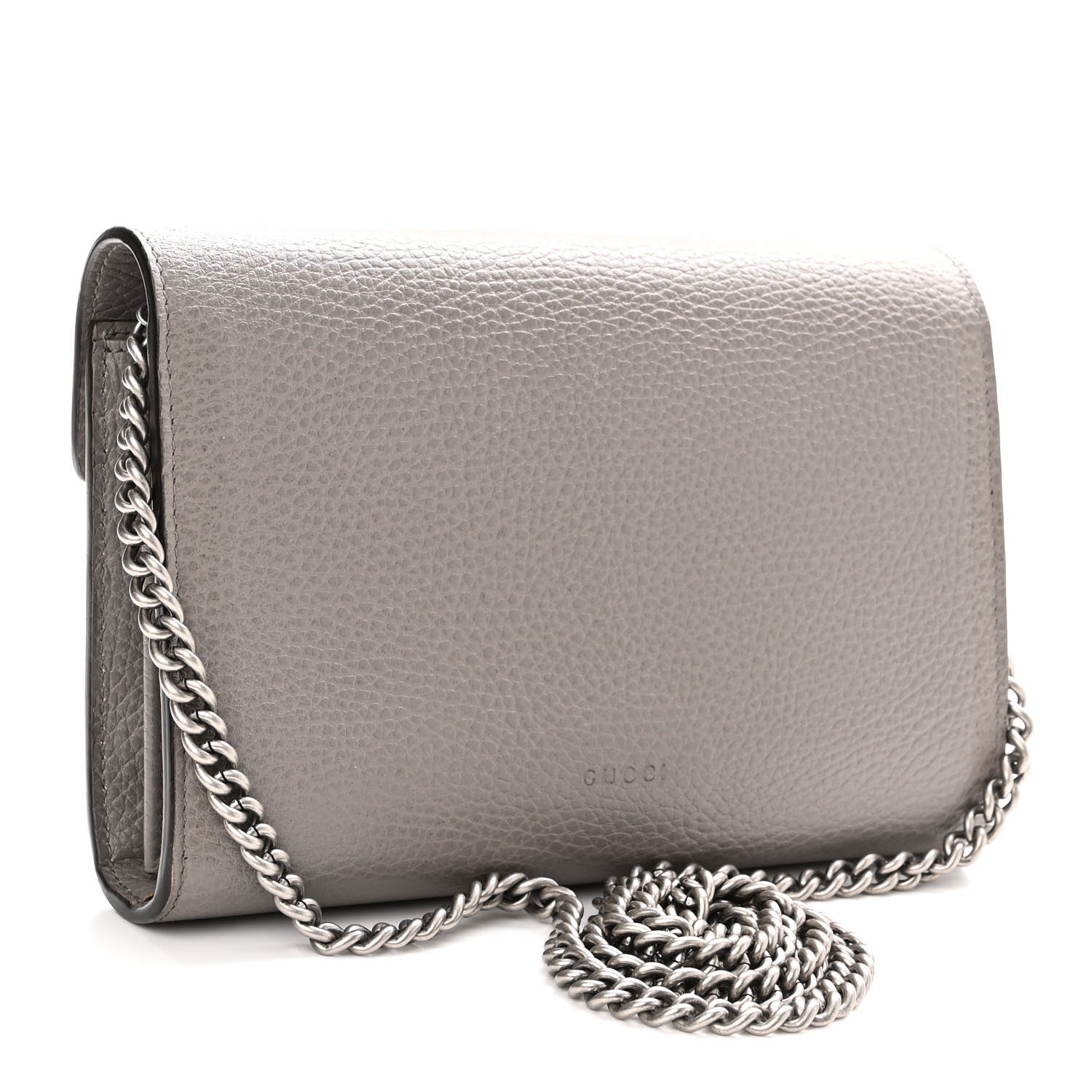 Gucci Dollar Calfskin Crystal Mini Dionysus Chain Wallet Dusty Grey Black Diamond 3 of 9
