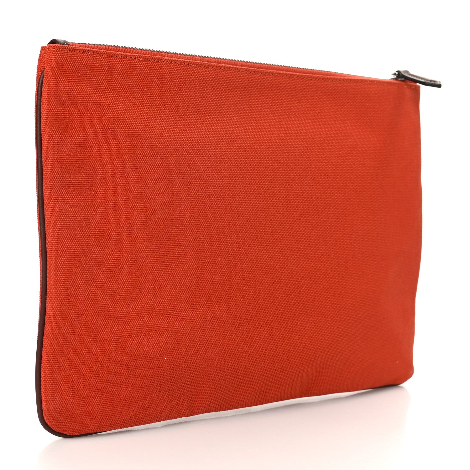 Fendi Cotton Canvas Vitello Grace Light Logo Pouch Orange 3 of 7