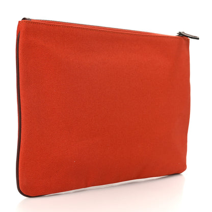 Fendi Cotton Canvas Vitello Grace Light Logo Pouch Orange 3 of 7