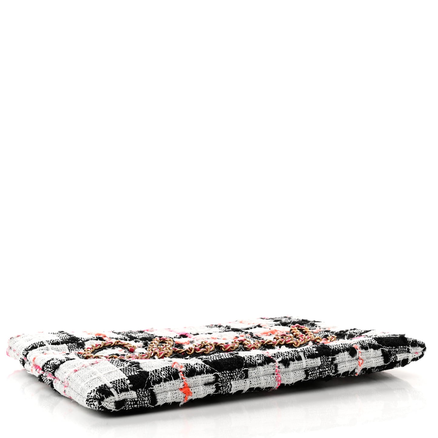 Tweed Lambskin Chain 20s Signe Medium Cosmetic Case White Black Multicolor