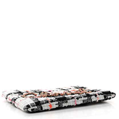 Chanel Tweed Lambskin Chain 20s Signe Medium Cosmetic Case White Black Multicolor 4 of 7