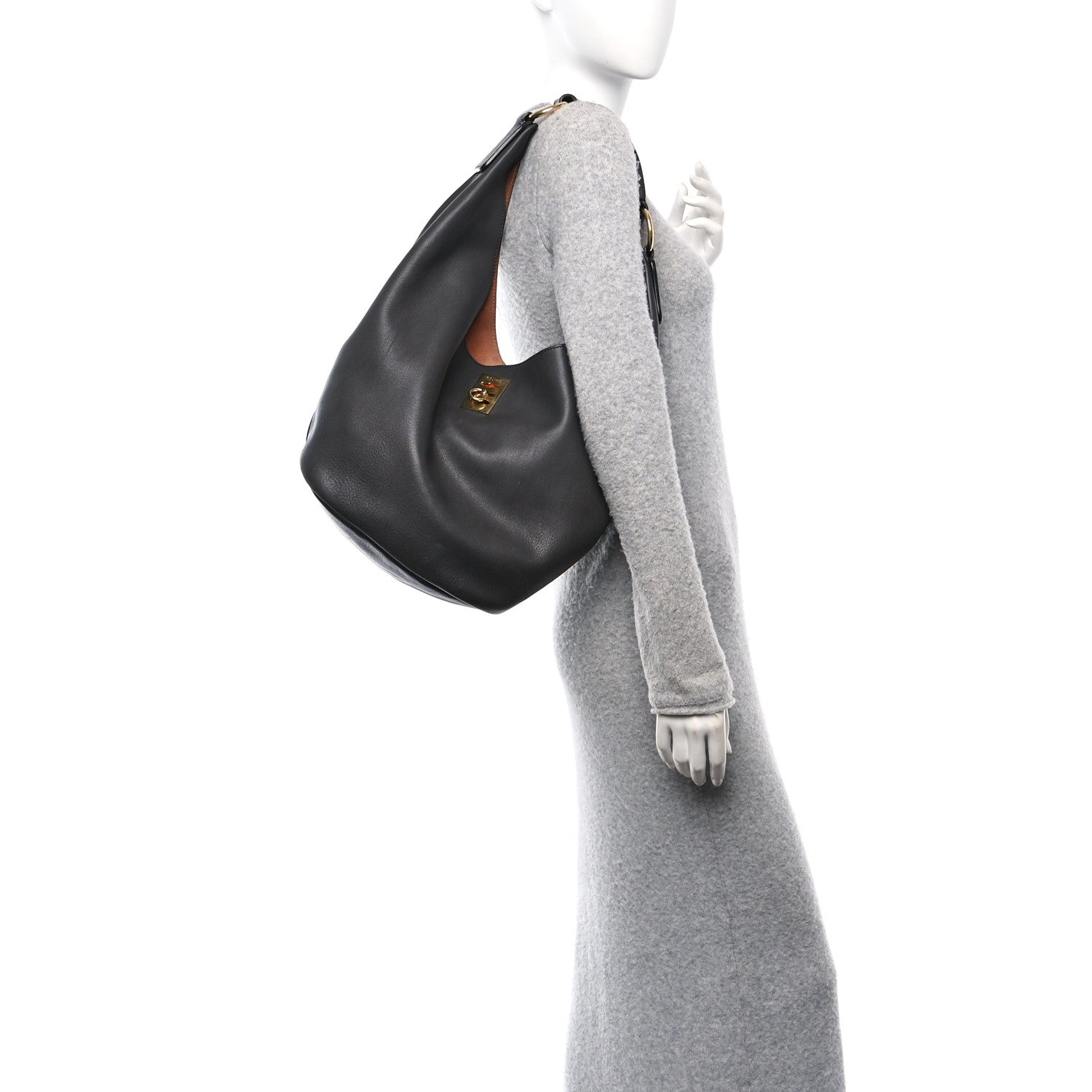 Celine Calfskin Hobo Black 2 of 13