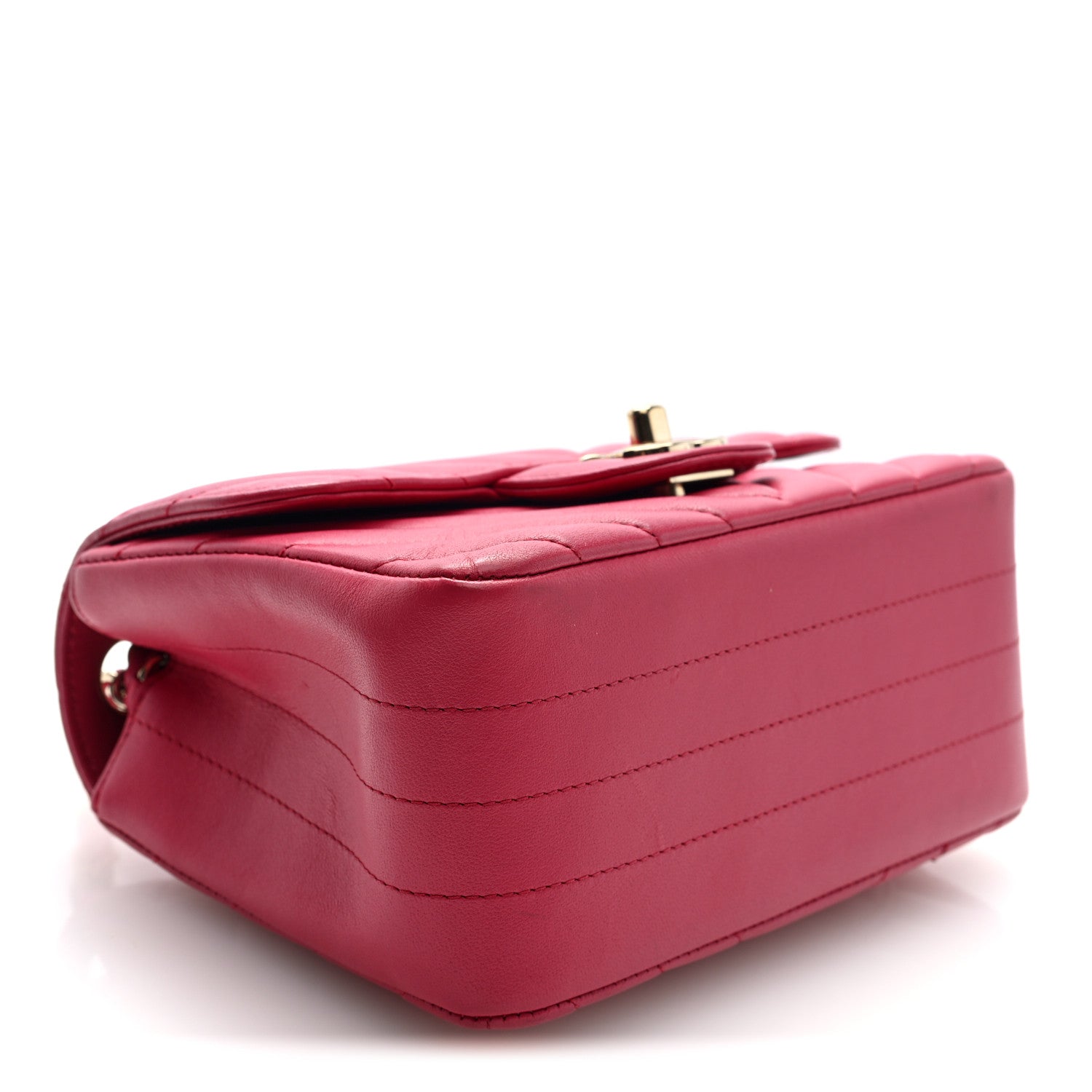 Chanel Lambskin Chevron Quilted Mini Square Flap Pink 4 of 10