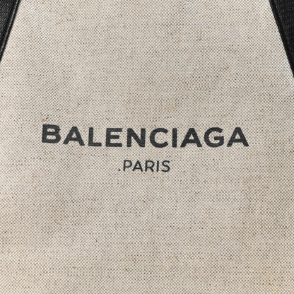 Balenciaga Cotton Canvas Calfskin M Navy Cabas Natural Black 9 of 11