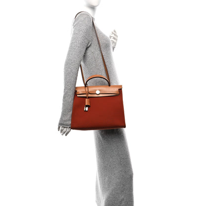 Hermes Toile Vache Hunter Herbag Zip 31 PM Rouge Tomate Natural 2 of 11