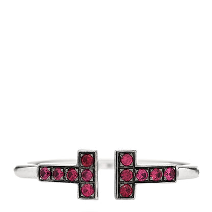Tiffany 18K White Gold Ruby T Wire Ring 56 7.75 1 of 4