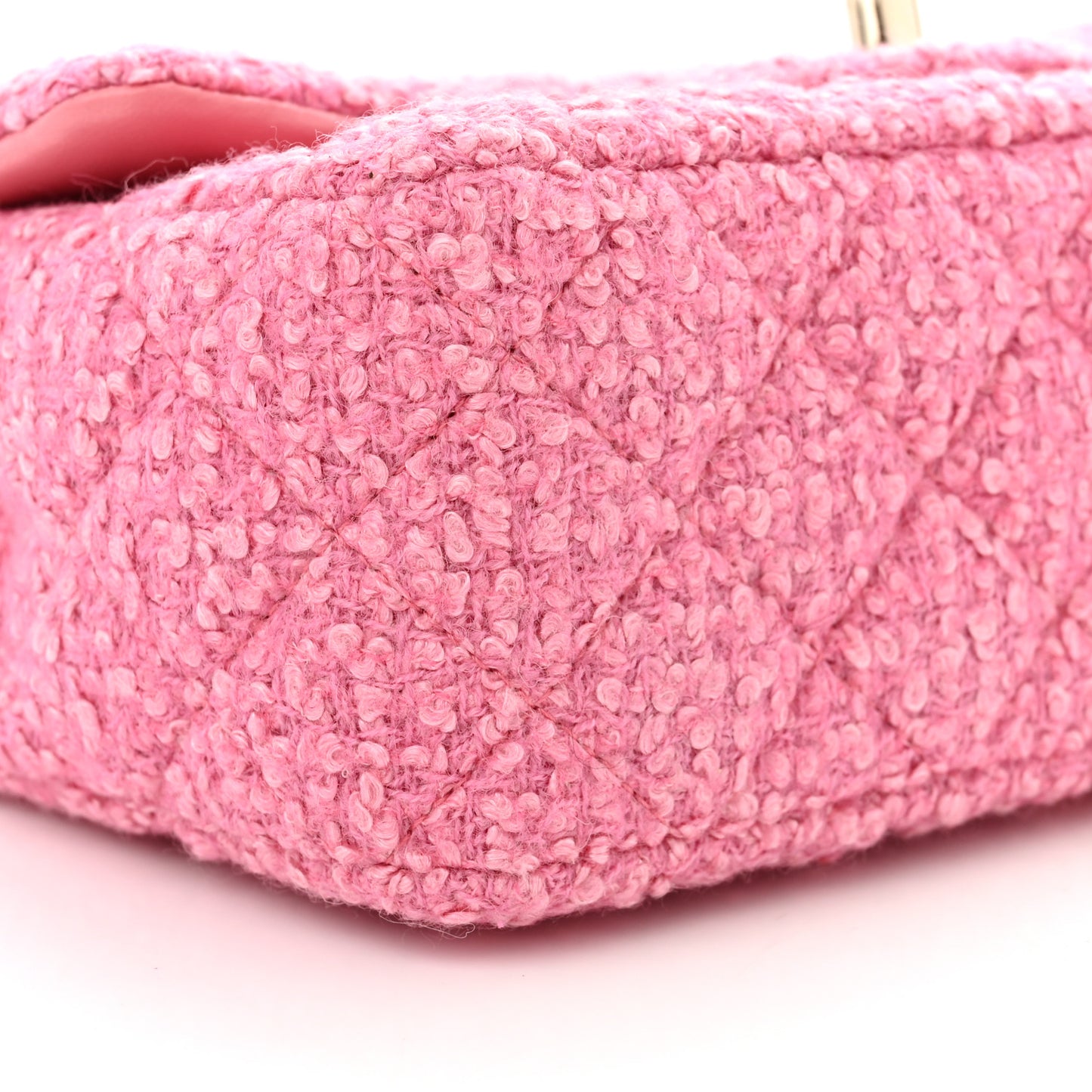Tweed Quilted Mini Rectangular Flap Pink