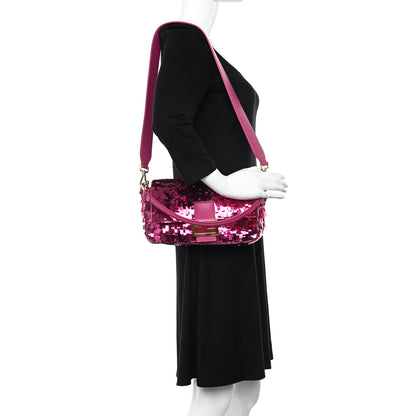 Fendi Sequin Paillettes Vitello Grace Sex and the City Baguette Ciclamino Pilar 2 of 10