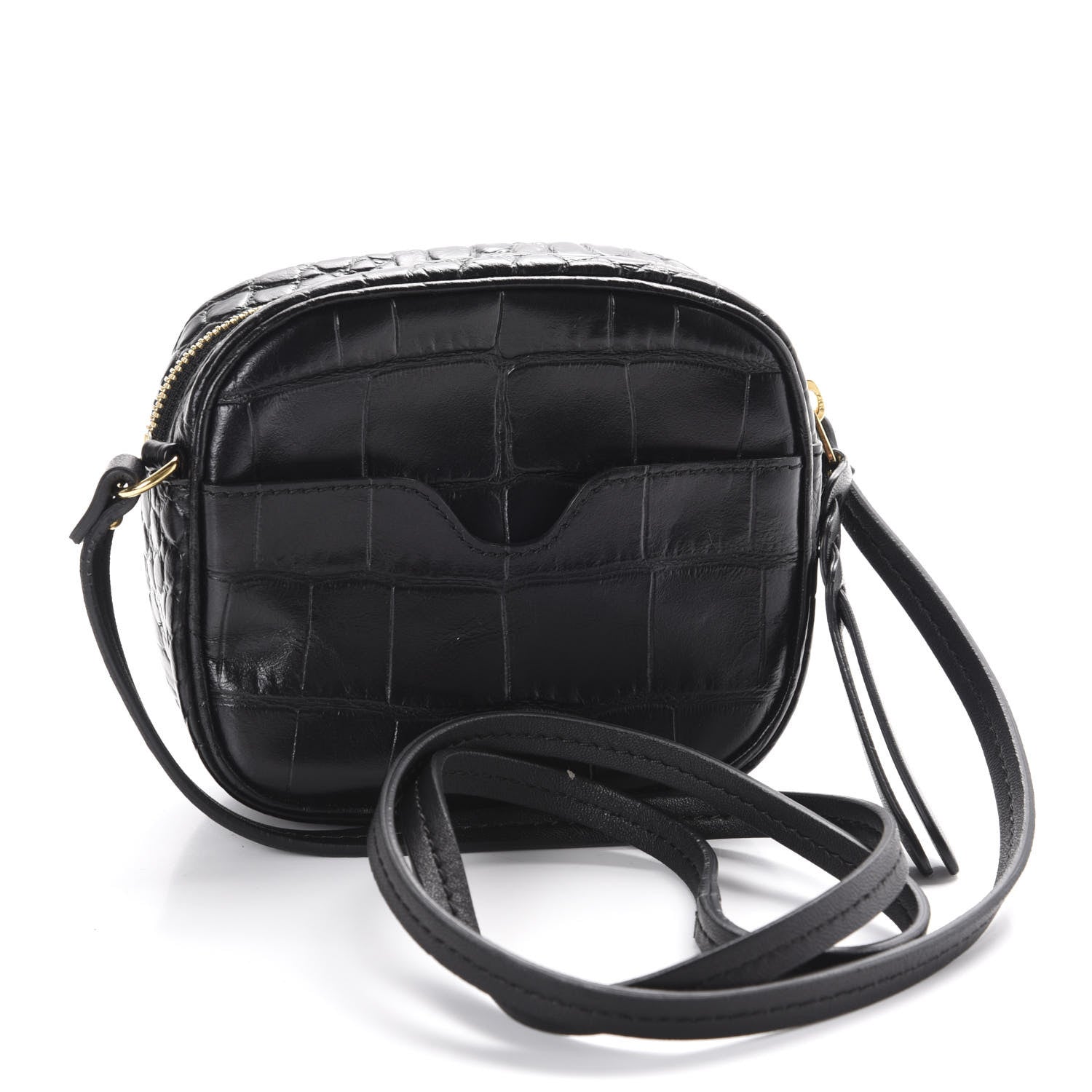 Alexander McQueen Calfskin Crocodile Embossed Camera Shoulder Bag Black 3 of 10