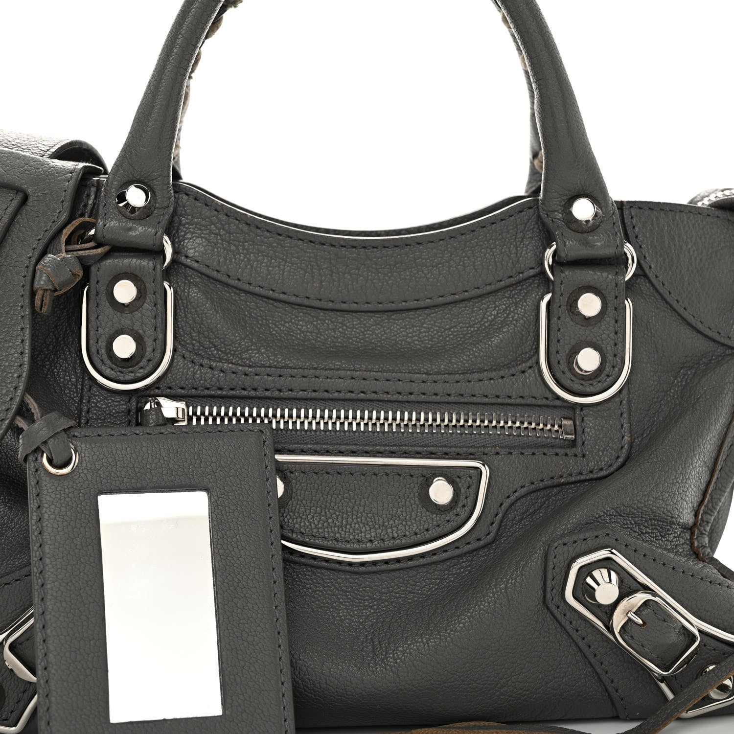 Balenciaga Chevre Silver Metallic Edge Hardware Mini City Gris Acier 7 of 9