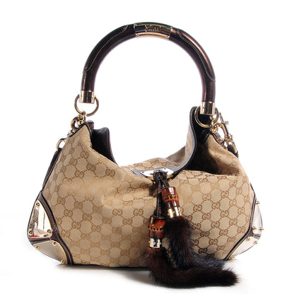 Gucci Monogram Mink Indy Small Top Handle Bag Metallic 1 of 7