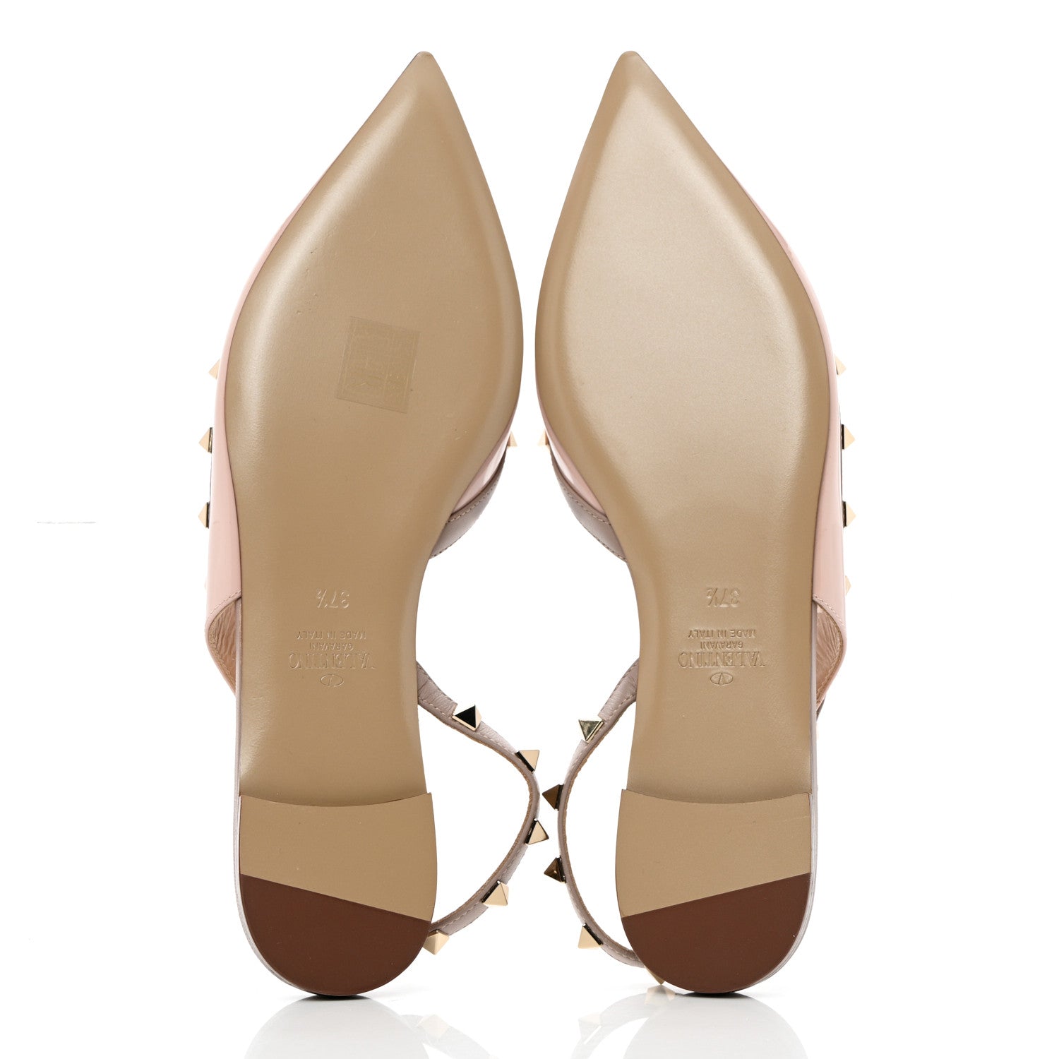 Valentino Garavani Patent Rockstud Slingback Flats 37.5 Water Rose Poudre 5 of 7