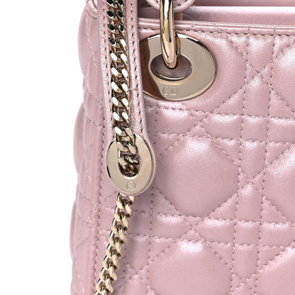 Christian Dior Metallic Lambskin Cannage Mini Lady Dior Lotus 9 of 15