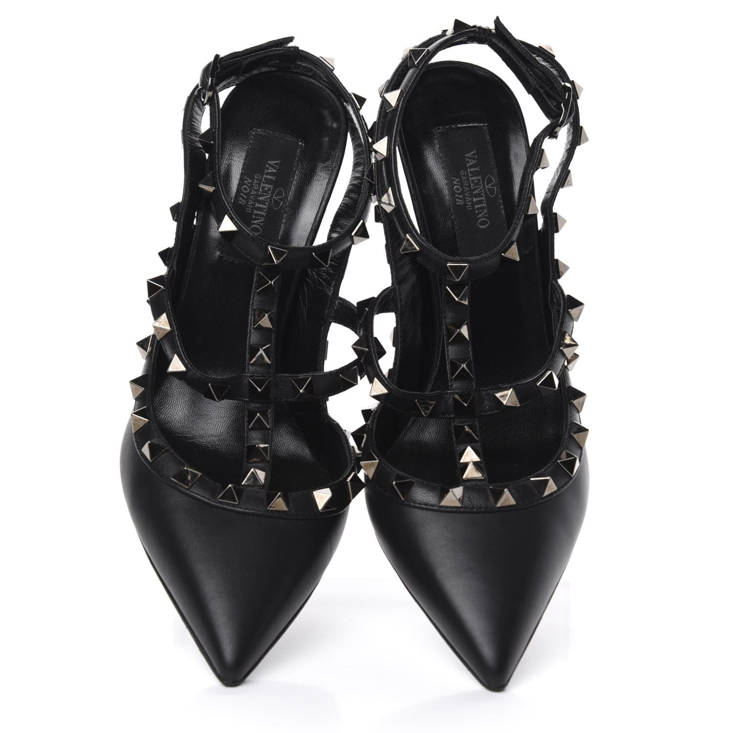 Valentino Garavani Nappa Rockstud Ankle Strap Pumps 36.5 Black 5 of 9