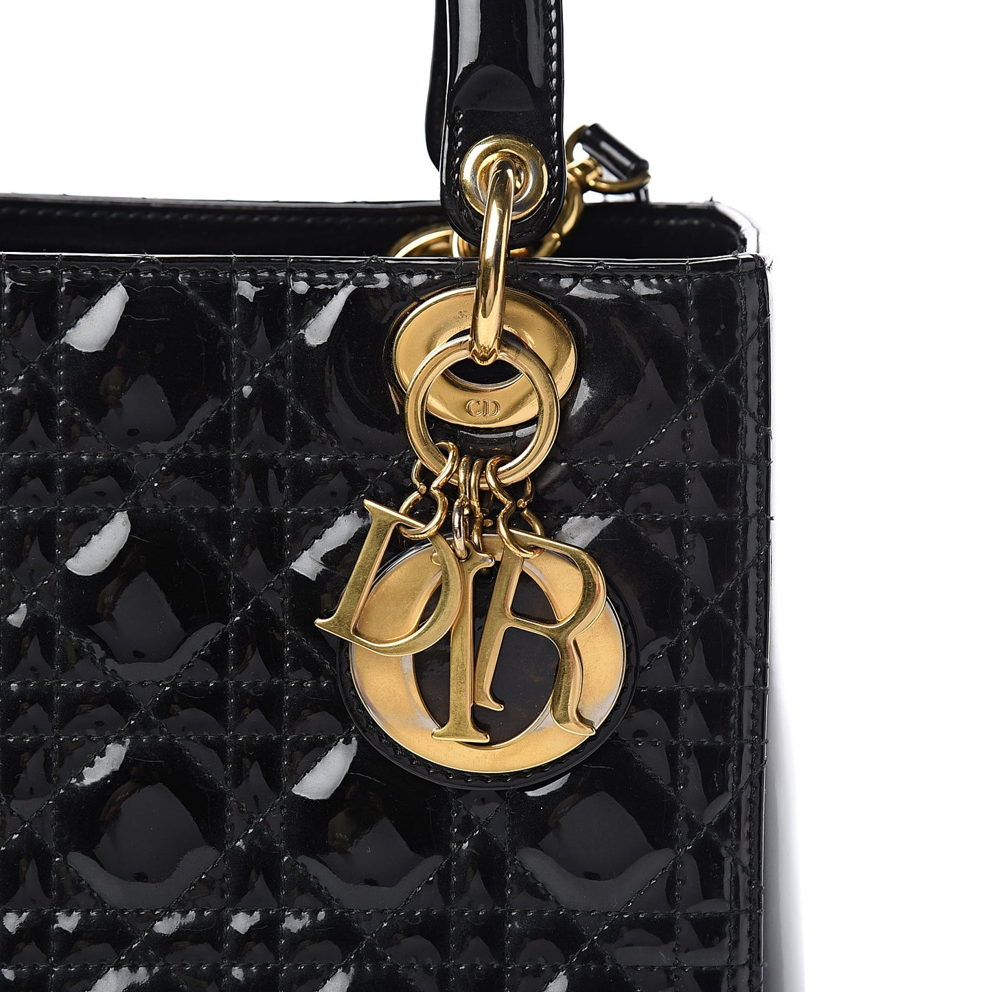 Patent Cannage Medium Lady Dior Black
