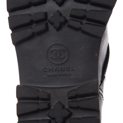 Chanel Calfskin Quilted Biker Boots 38.5 Black 6 of 15