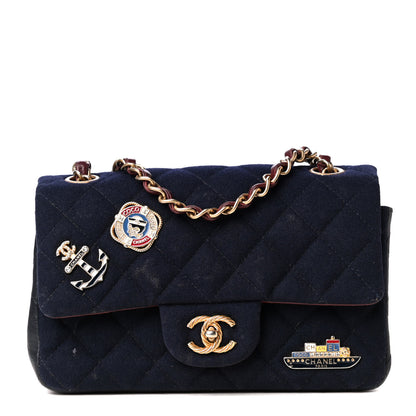 Chanel Felt Quilted Paris-Hamburg Charms Mini Rectangular Flap Dark Navy 1 of 4
